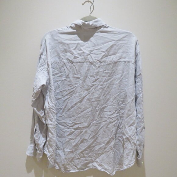 ARITZIA WILFRED FREE Boyfriend Linen Button Down Shirt Cloud Blue Casual Minimal - Picture 7 of 10